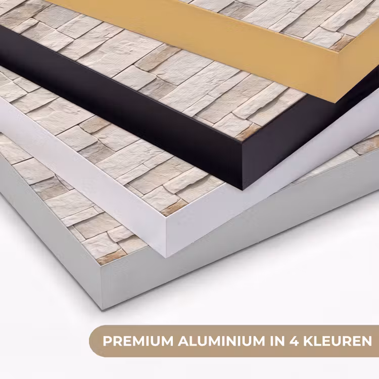 Steen - Muur - Textuur - Rustiek - Beige Textielframe zwart klein -USP_kleurenNL
