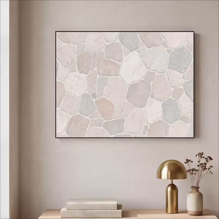 Steen - Patroon - Textuur - Beige Textielframe zwart klein -sfeer2