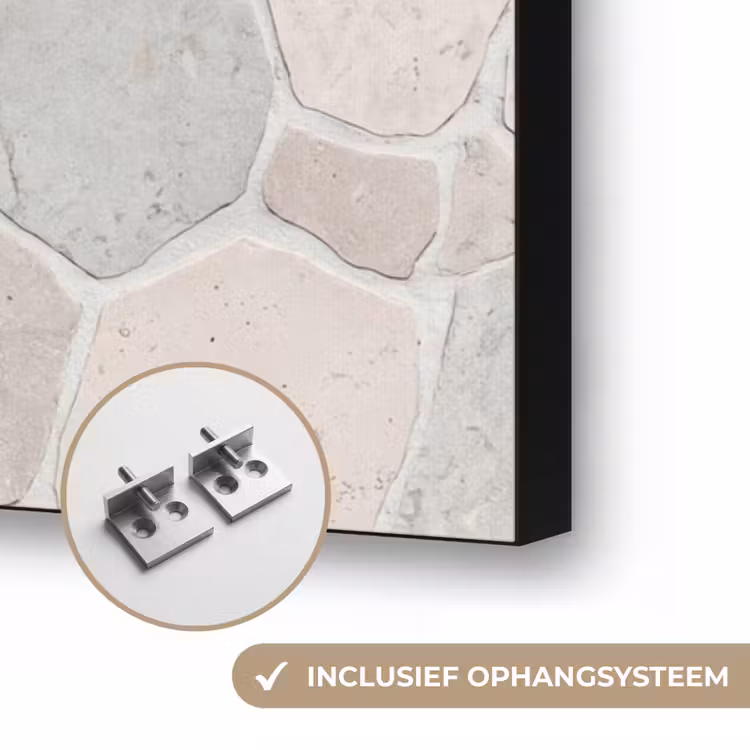Steen - Patroon - Textuur - Beige Textielframe zwart klein -USP_ophangsysteemNL