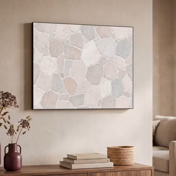 Steen - Patroon - Textuur - Beige Textielframe zwart klein -sfeer3