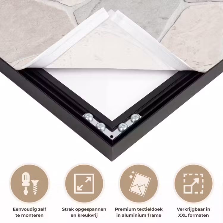 Steen - Patroon - Textuur - Beige Textielframe zwart klein -USP_feed_closeupNL