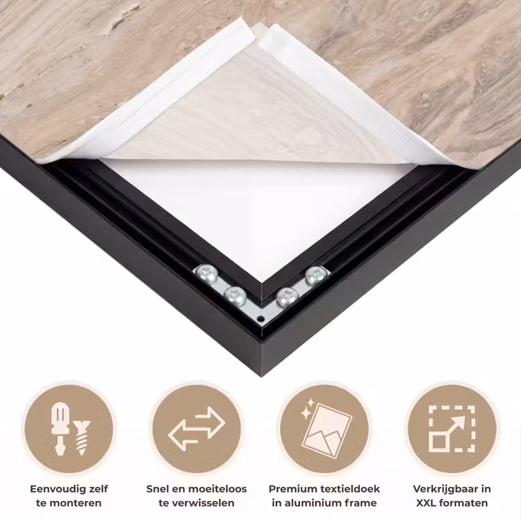 Steen - Patroon - Textuur - Natuurlijk - Beige Textielframe zwart klein -USP_closeupNL