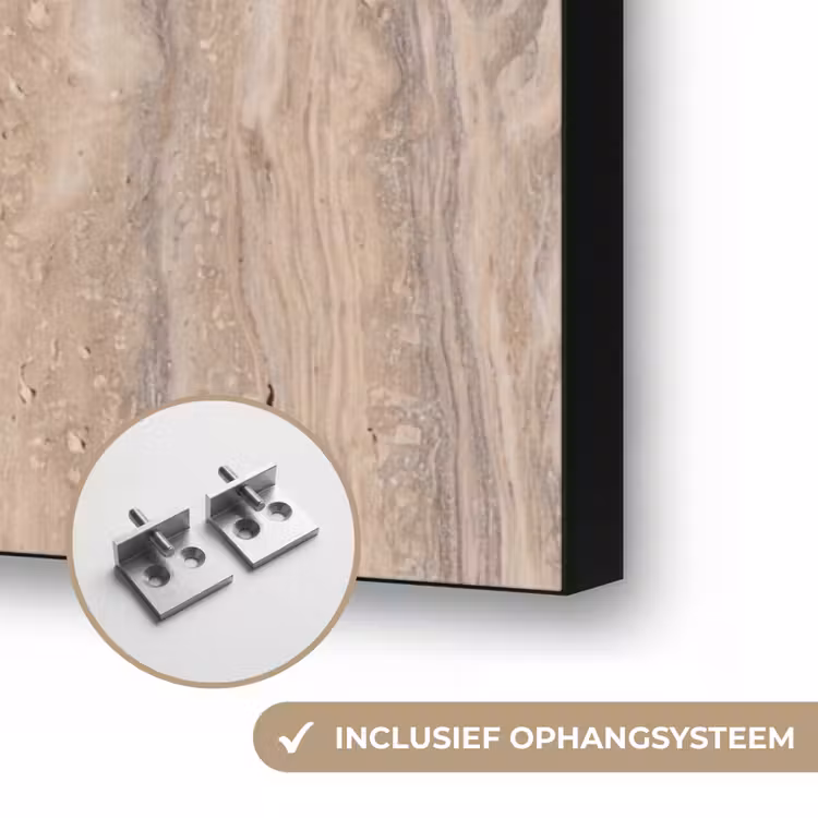 Steen - Patroon - Textuur - Natuurlijk - Beige Textielframe zwart klein -USP_ophangsysteemNL