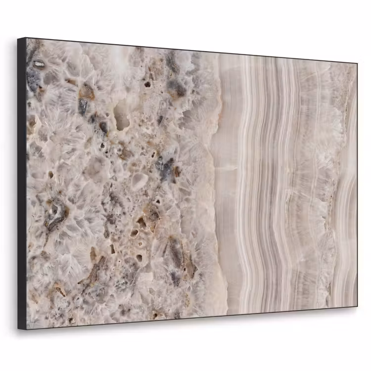Steen - Textuur - Abstract - Beige - Wit Textielframe zwart klein -3d