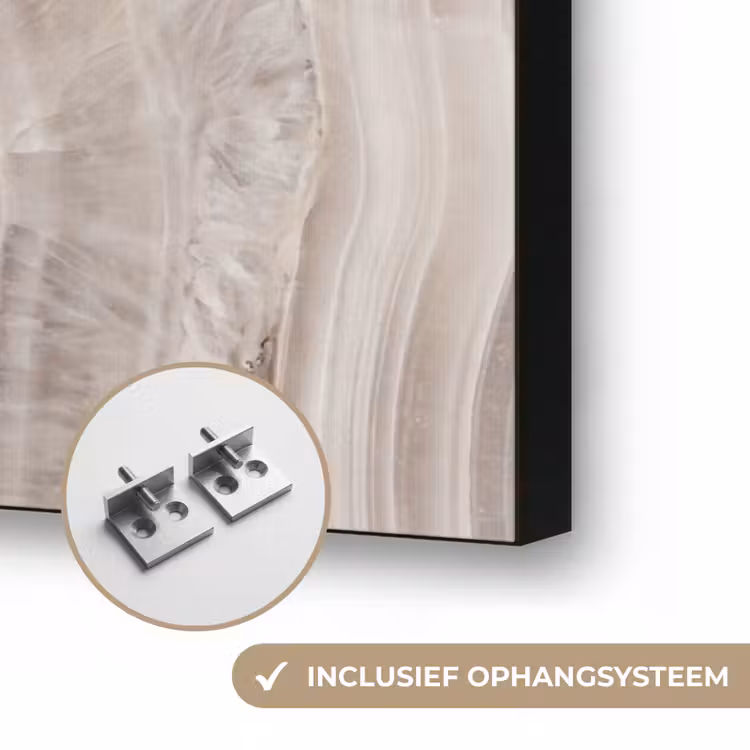 Steen - Textuur - Abstract - Beige - Wit Textielframe zwart klein -USP_ophangsysteemNL