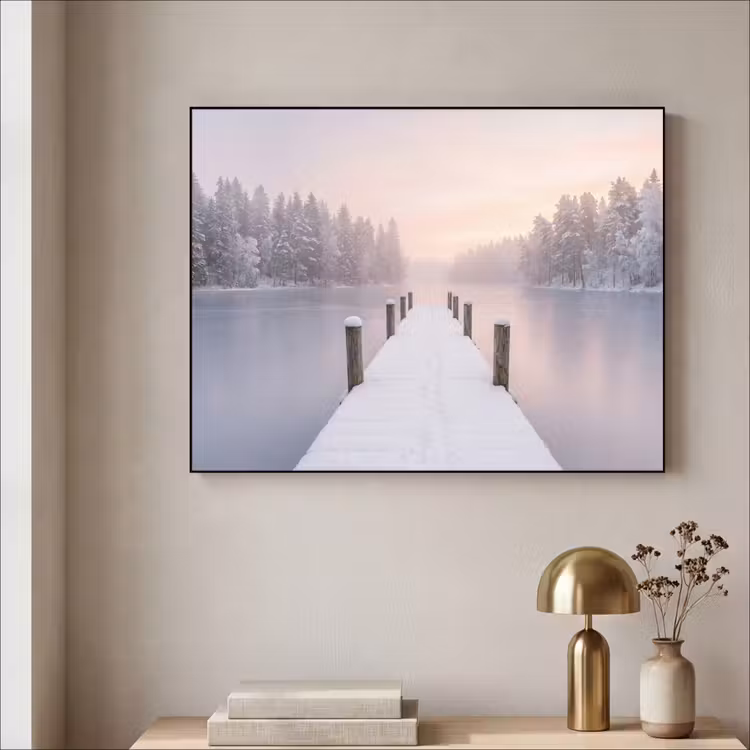 Steiger - Meer - Mist - Winter - Serene Textielframe zwart klein -sfeer2