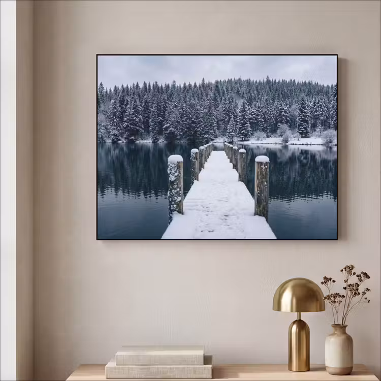 Steiger - Meer - Sneeuw - Bergen - Rustgevend Textielframe zwart klein -sfeer2