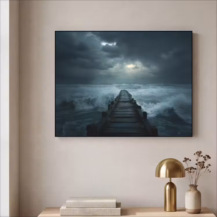 Steiger - Storm - Golven Textielframe zwart klein -sfeer2