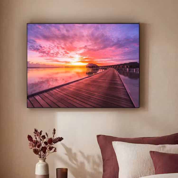 Steiger - Water - Zon - Roze - Horizon Textielframe zwart klein -sfeer1