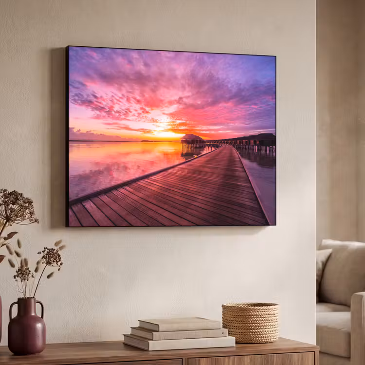 Steiger - Water - Zon - Roze - Horizon Textielframe zwart klein -sfeer3