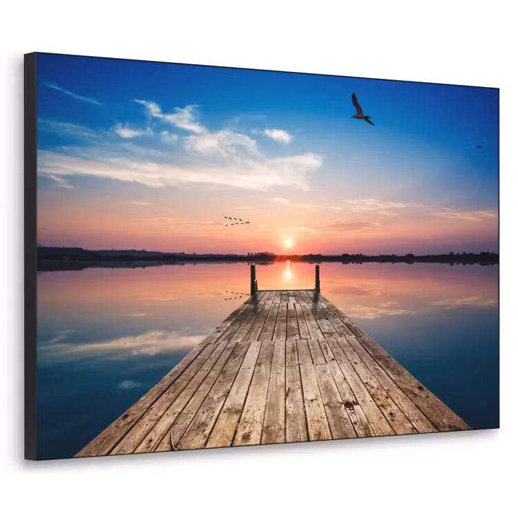 Steiger - Water - Zonsondergang - Roze - Horizon Textielframe zwart klein -3d
