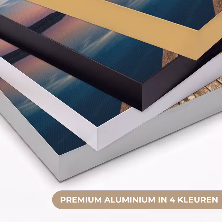 Steiger - Water - Zonsondergang - Roze - Horizon Textielframe zwart klein -USP_kleurenNL