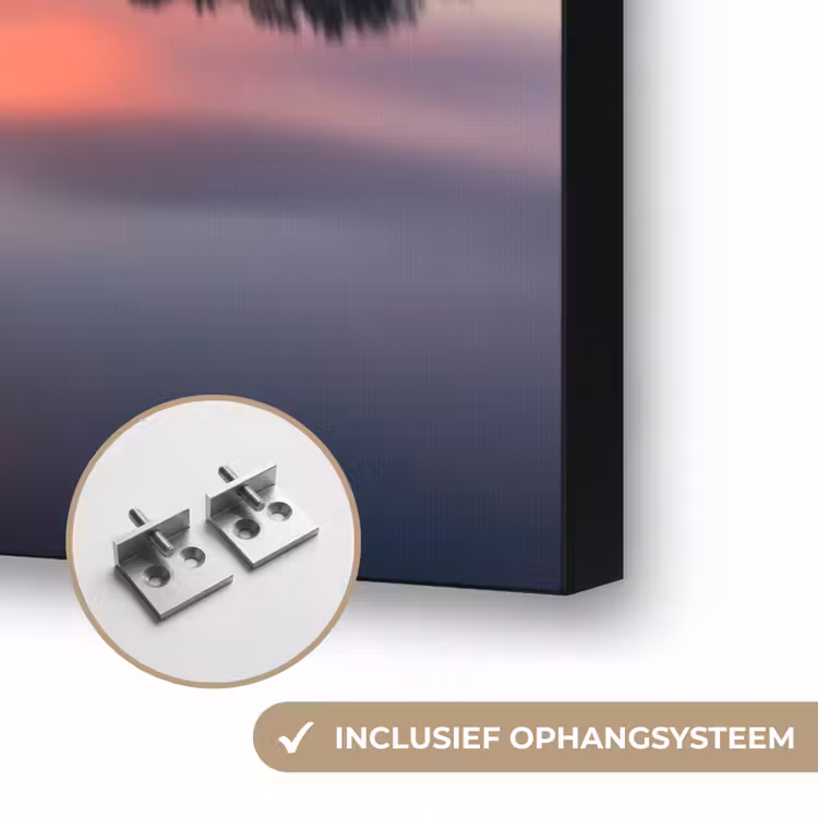 Steiger - Zonsondergang - Water - Zee - Reflectie Textielframe zwart klein -USP_ophangsysteemNL