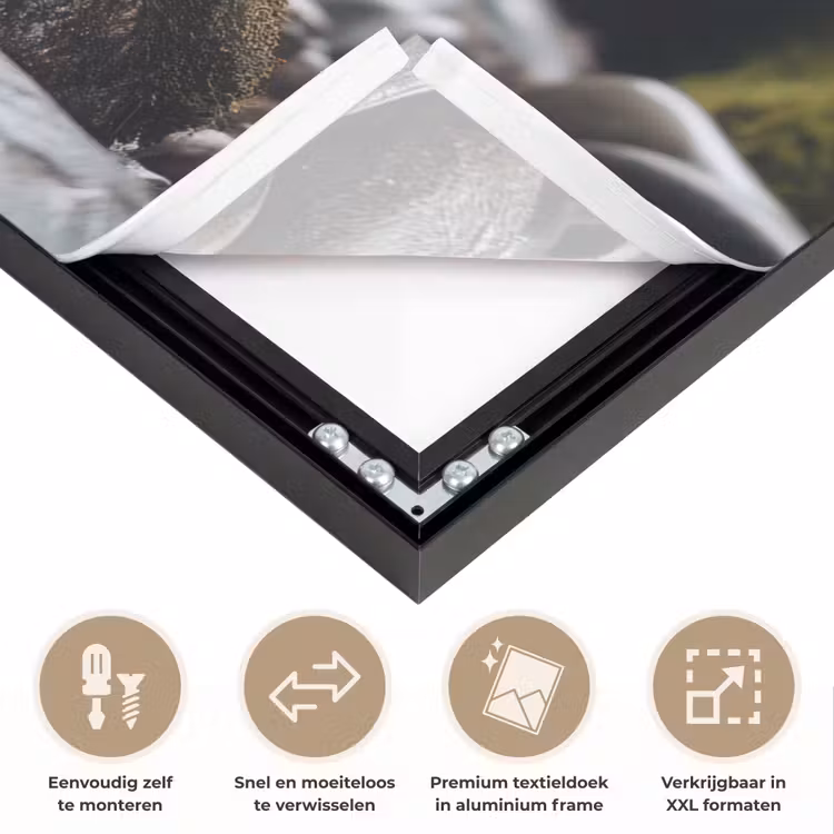 Stenen - Stapel - Natuur Textielframe zwart klein -USP_closeupNL