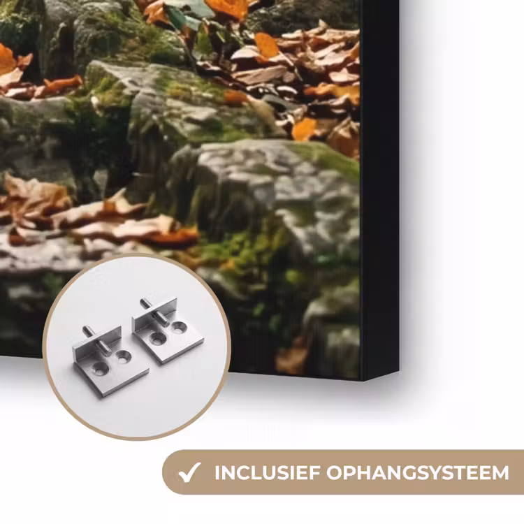 Stenen - Trap - Bos - Natuur Textielframe zwart klein -USP_ophangsysteemNL