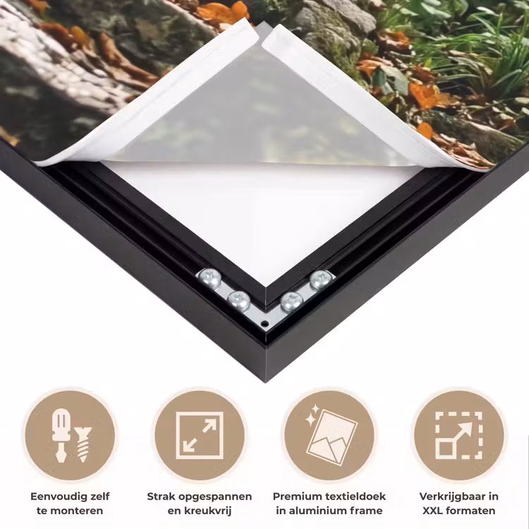Stenen - Trap - Bos - Natuur Textielframe zwart klein -USP_feed_closeupNL