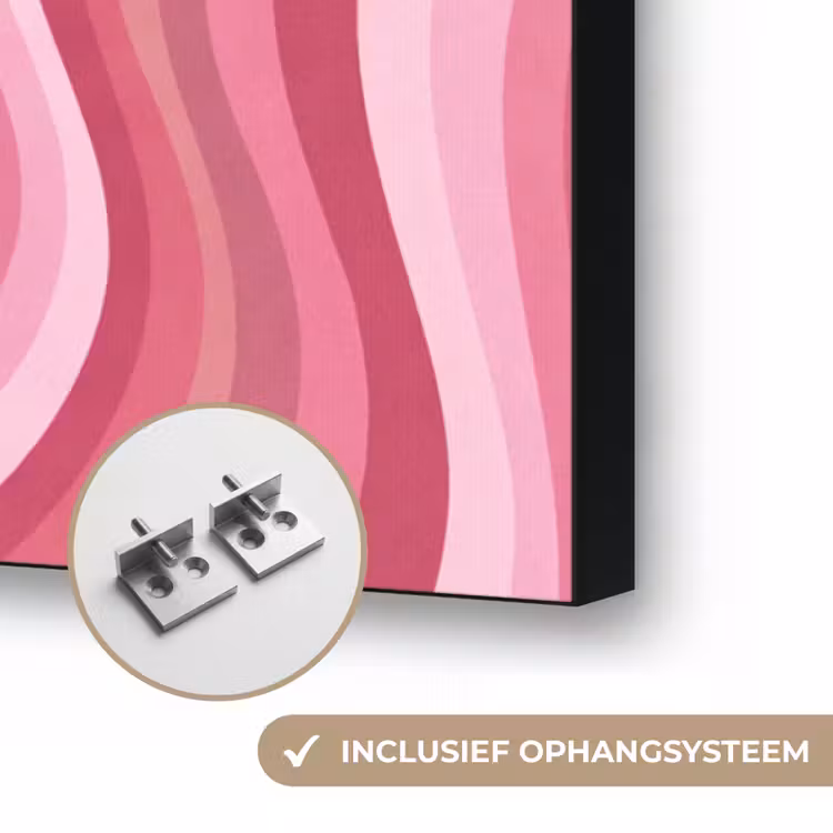 Ster - Golvend - Abstract - Roze Textielframe zwart klein -USP_ophangsysteemNL