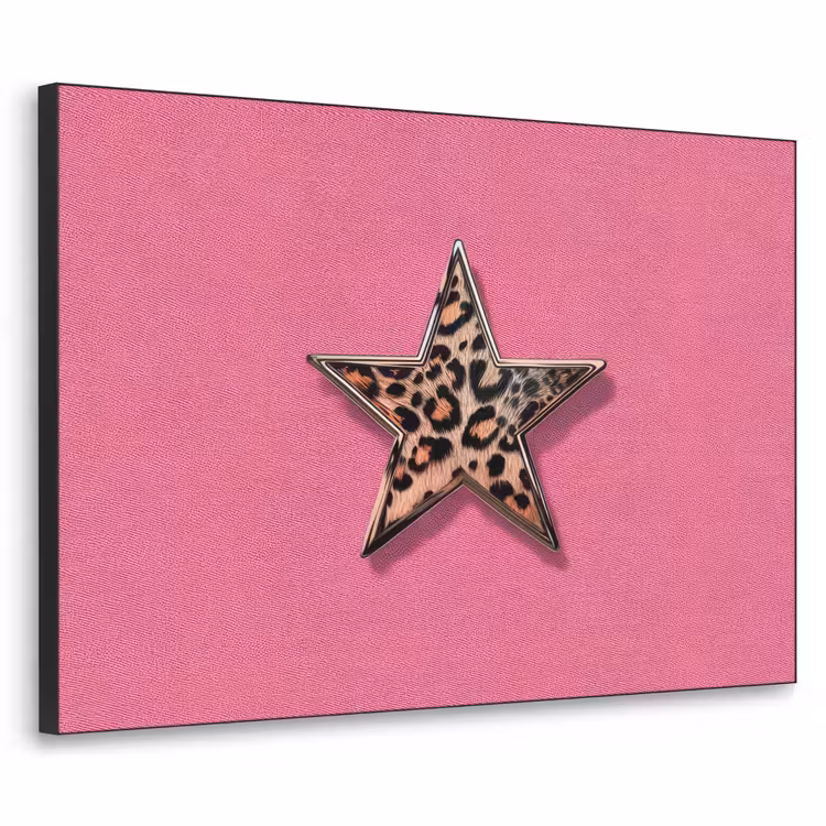 Ster - Luipaard - Print - Roze Textielframe - compleet frame klein -3d