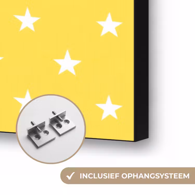 Sterren - Patroon - Minimalistisch - Geel Textielframe zwart klein 947 -USP_ophangsysteemNL