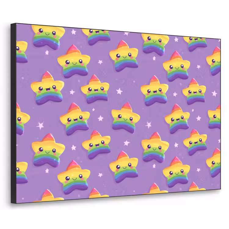 Sterren - Regenboog - Paars Textielframe zwart klein 947 -3d