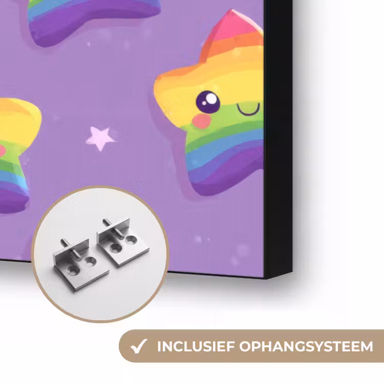 Sterren - Regenboog - Paars Textielframe zwart klein 947 -USP_ophangsysteemNL