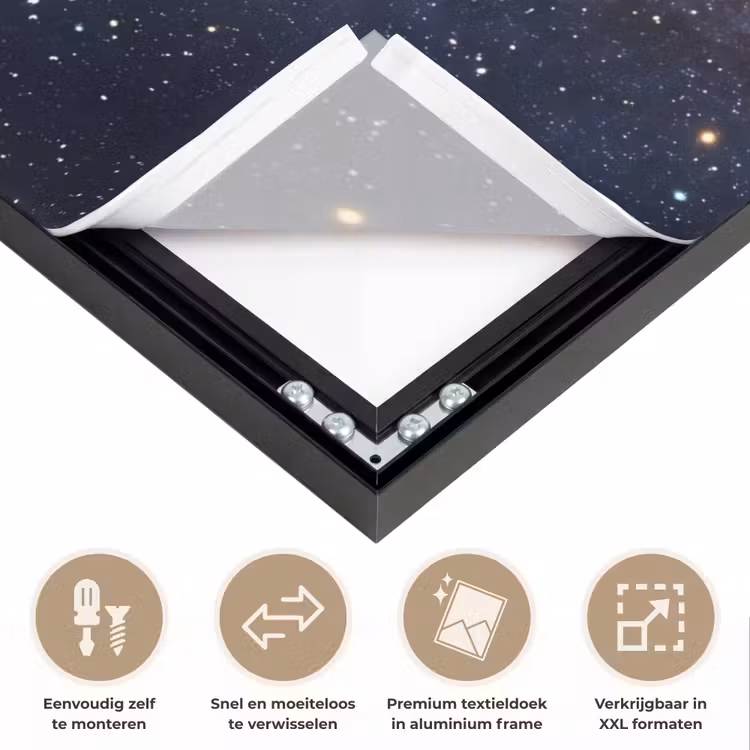 Art frame - Sterrenstelsel - Ruimte - Kosmos - Sterrenstelsel - Ruimte - Kosmos Textielframe zwart klein