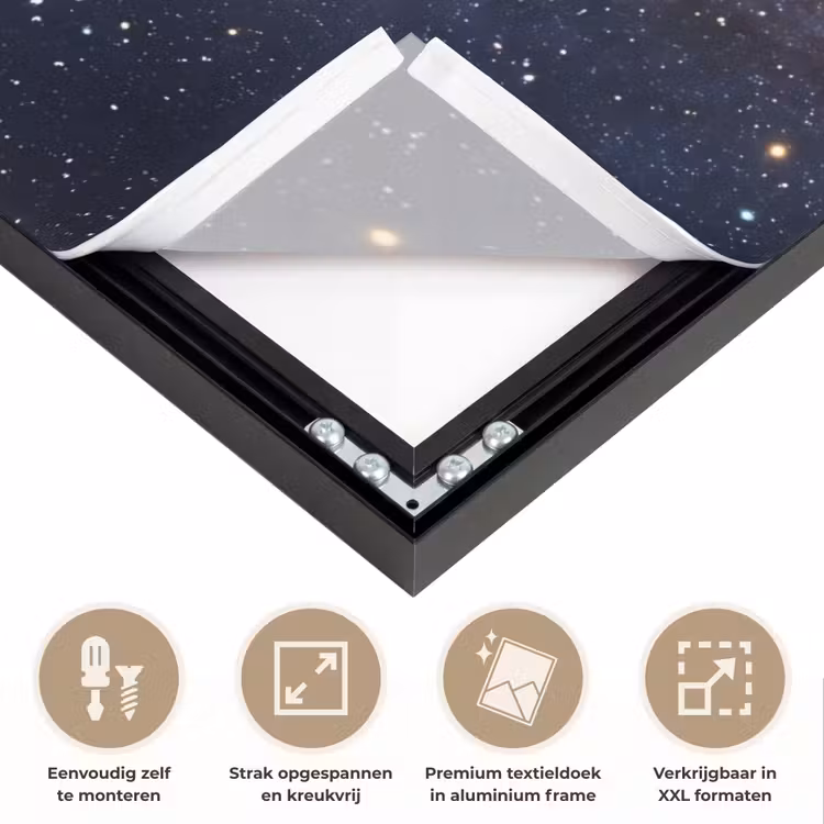 Art frame - Sterrenstelsel - Ruimte - Kosmos - Sterrenstelsel - Ruimte - Kosmos Textielframe zwart klein