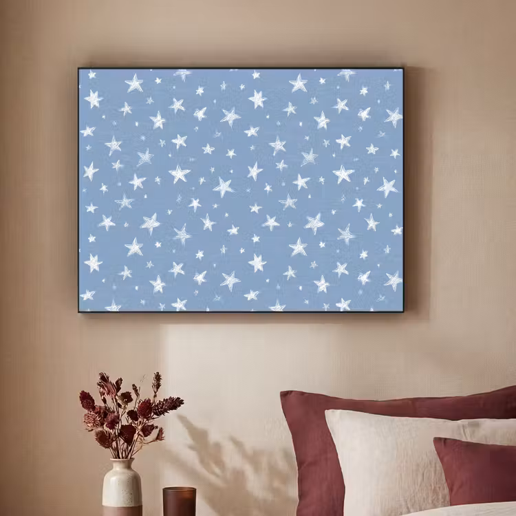 Sterretjes - Patroon - Blauw Textielframe zwart klein 947 -sfeer1