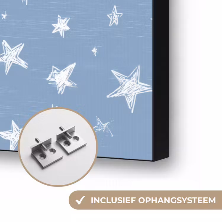 Sterretjes - Patroon - Blauw Textielframe zwart klein 947 -USP_ophangsysteemNL