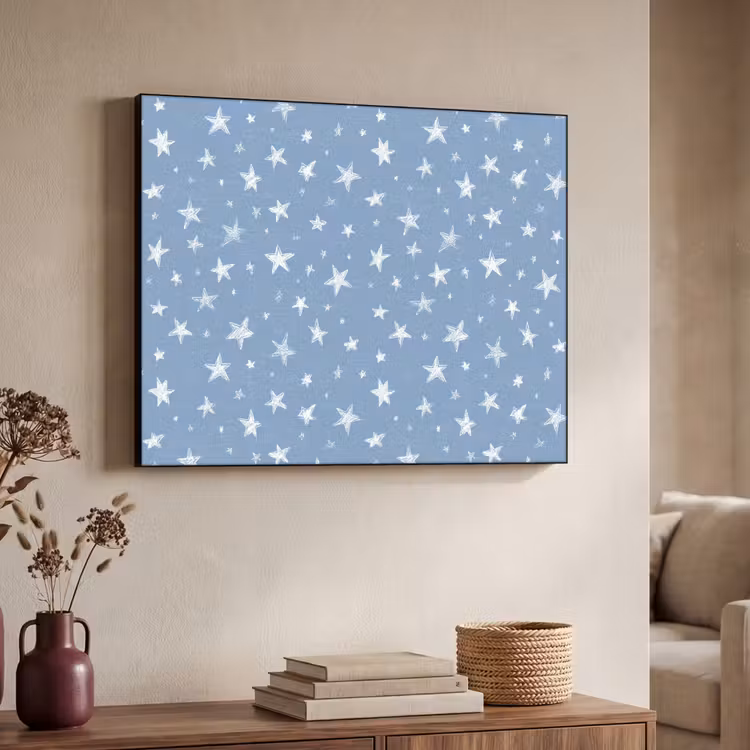 Sterretjes - Patroon - Blauw Textielframe zwart klein 947 -sfeer3