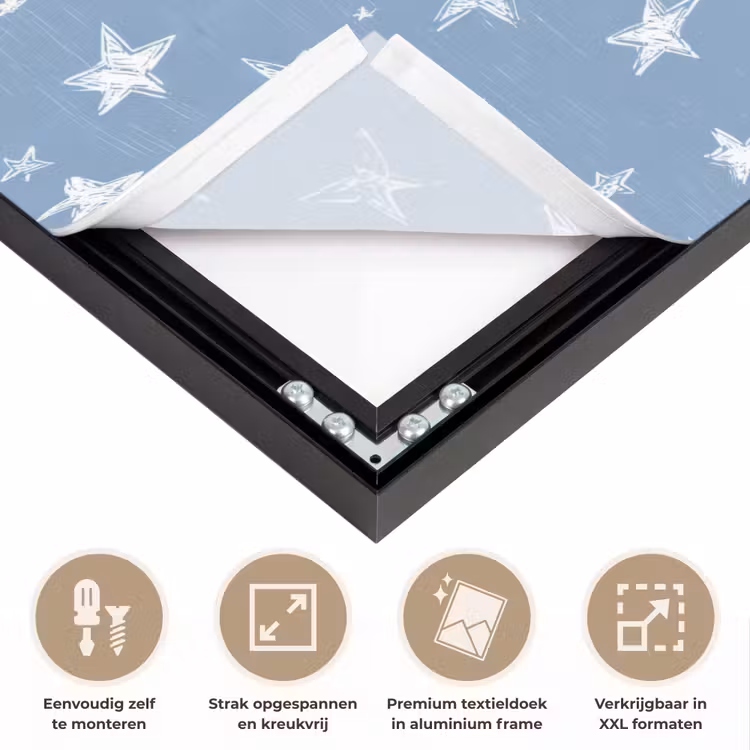 Sterretjes - Patroon - Blauw Textielframe zwart klein 947 -USP_feed_closeupNL
