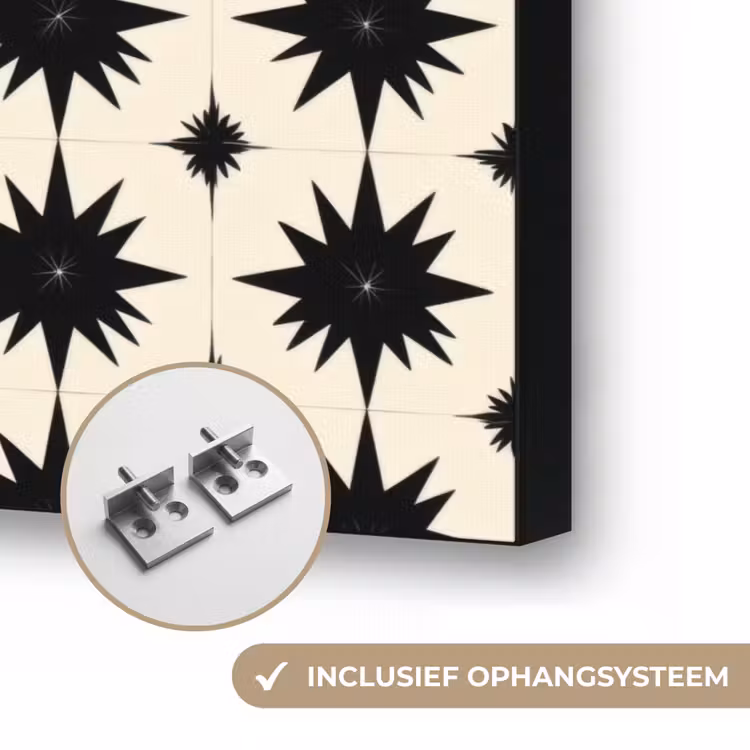 Stervormen - Geometrisch - Zwart Textielframe zwart klein 947 -USP_ophangsysteemNL