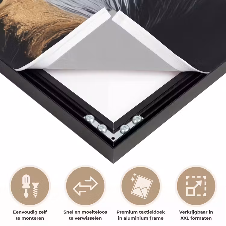Stier - Hoorns - Snuit - Goud Textielframe zwart klein -USP_closeupNL