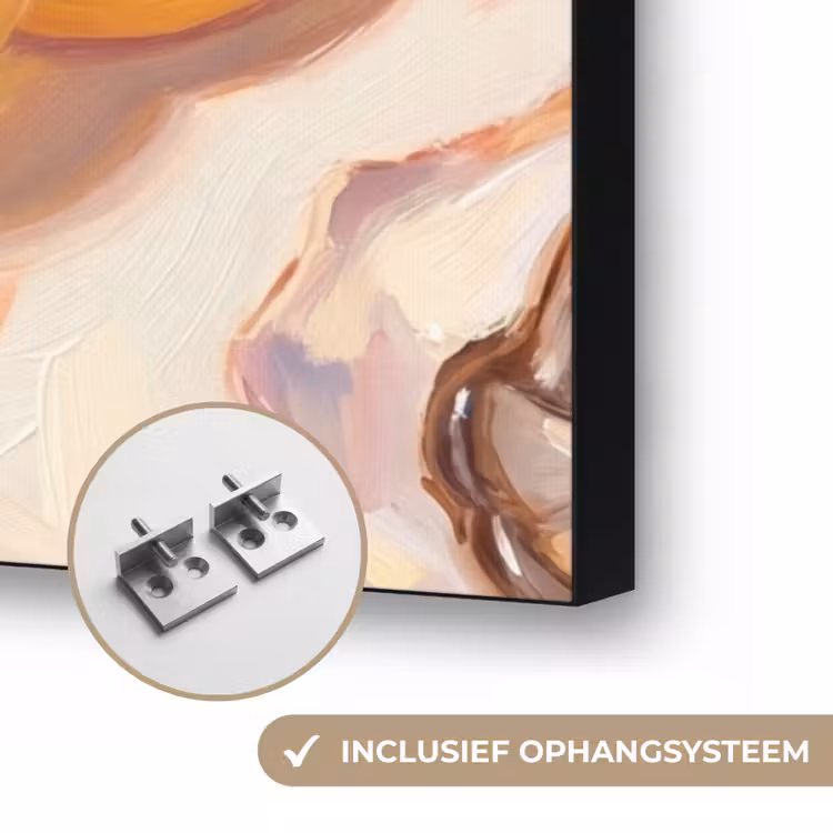 Stilleven - Citroenen - Oesters - Abstract - Oranje Textielframe zwart klein -USP_ophangsysteemNL