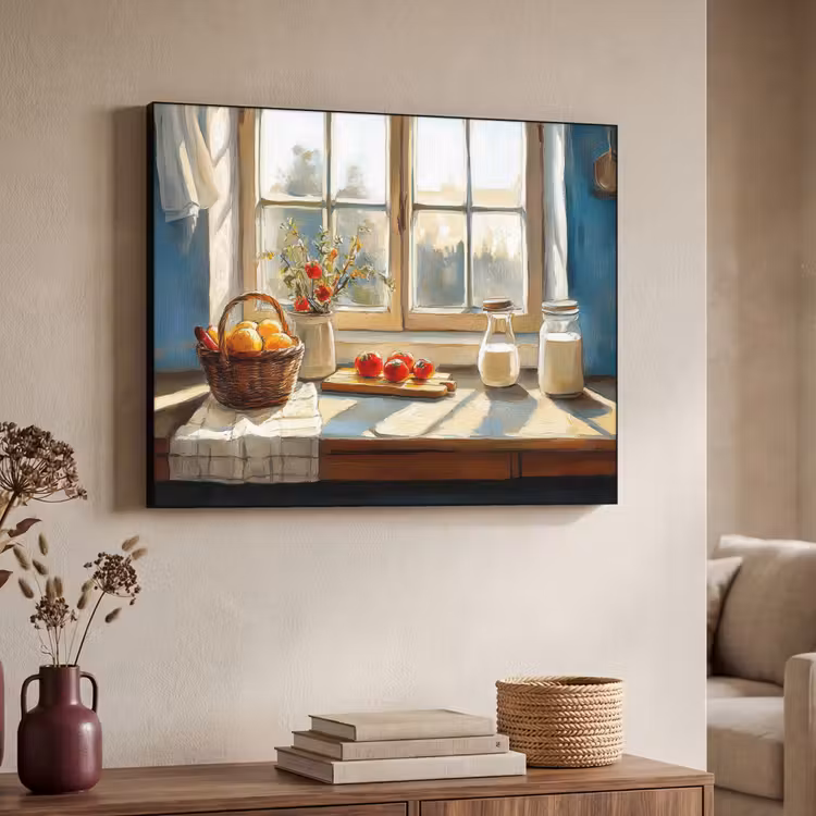 Stilleven - Keuken - Doorkijk - Vintage Textielframe zwart klein -sfeer3