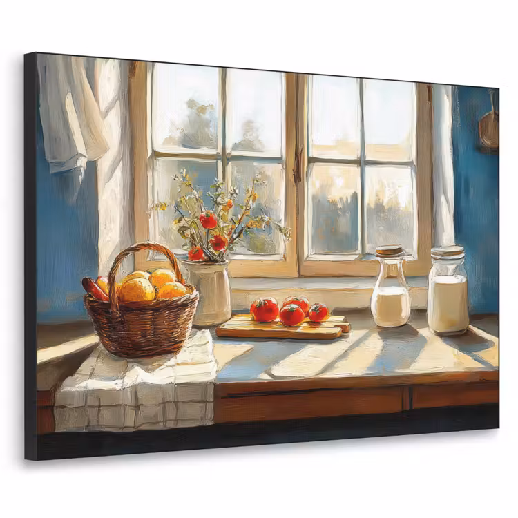 Stilleven - Keuken - Doorkijk - Vintage Textielframe zwart klein -3d
