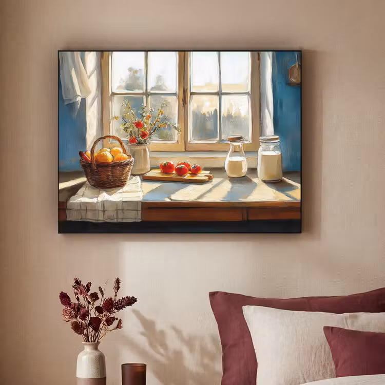 Stilleven - Keuken - Doorkijk - Vintage Textielframe zwart klein -sfeer1