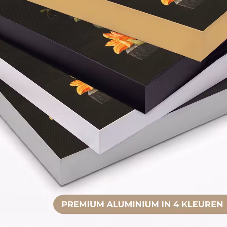 Stilleven met bloemen en fruit - Kunstwerk - Oude meesters Textielframe zwart klein -USP_kleurenNL