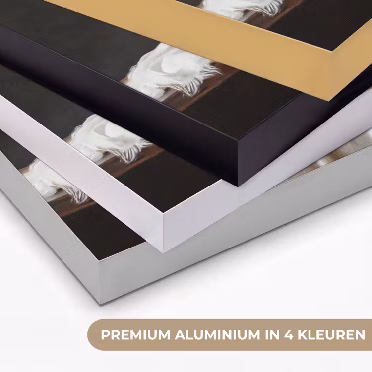 Stilleven - Perziken - Vintage Textielframe zwart klein -USP_kleurenNL