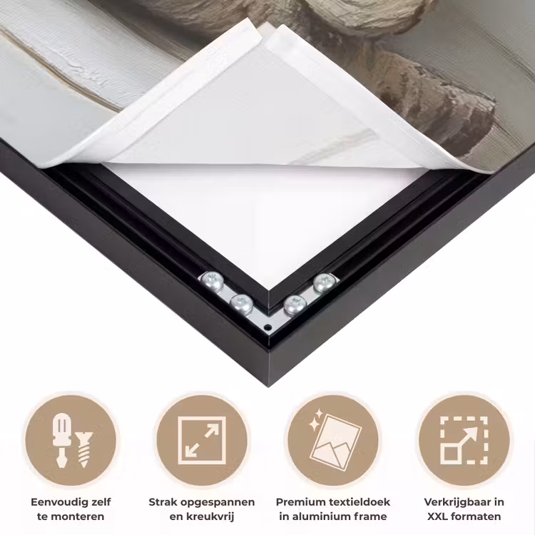 Stilleven - Wit - Kaarsen - Rustiek - Natuur Textielframe zwart klein -USP_feed_closeupNL