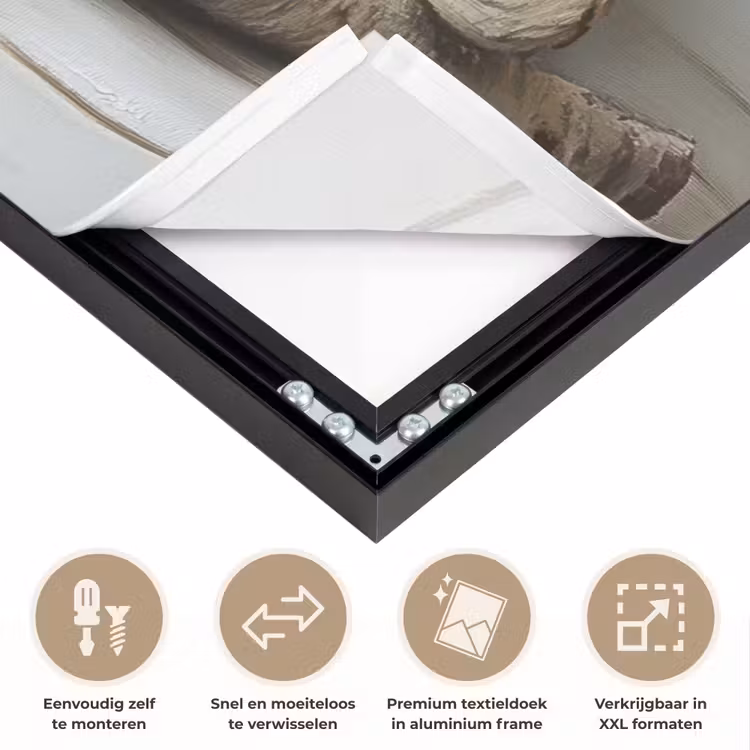 Stilleven - Wit - Kaarsen - Rustiek - Natuur Textielframe zwart klein -USP_closeupNL