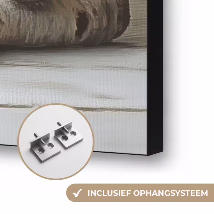 Stilleven - Wit - Kaarsen - Rustiek - Natuur Textielframe zwart klein -USP_ophangsysteemNL