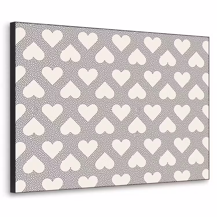 Stippen - Hart - Zwart - Wit Textielframe - compleet frame klein 947 -3d