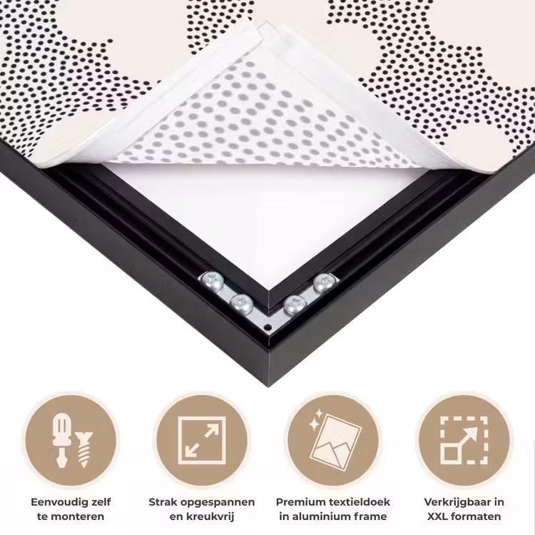 Stippen - Hart - Zwart - Wit Textielframe zwart klein 947 -USP_feed_closeupNL