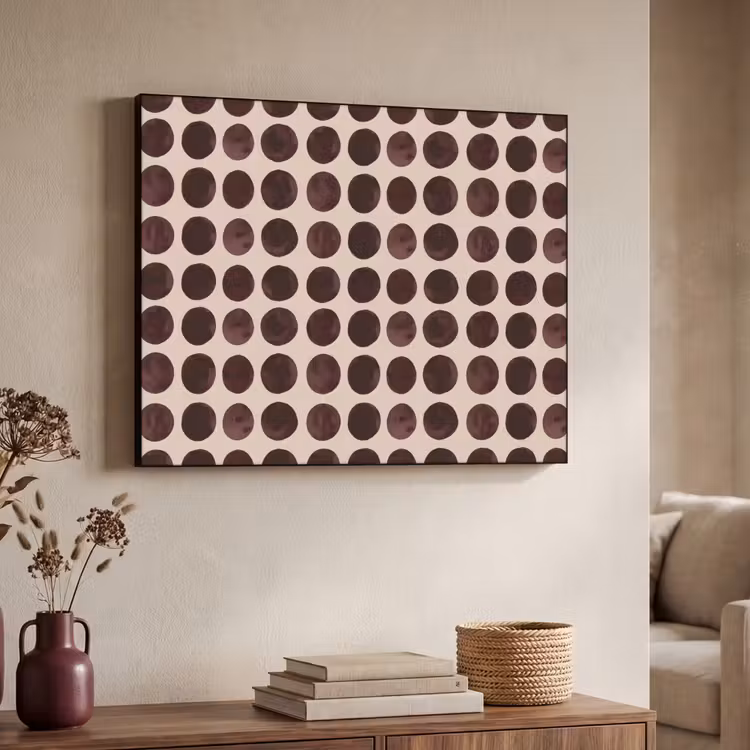 Stippen - Patroon - Bruin Textielframe zwart klein 947 -sfeer3