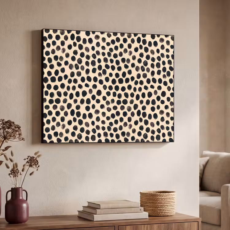 Stippen - Patroon - Zwart Textielframe zwart klein 947 -sfeer3