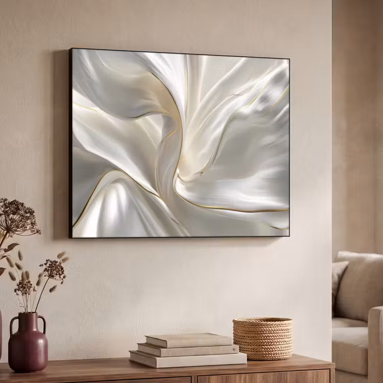 Stof - Plooien - Goud Textielframe zwart klein -sfeer3