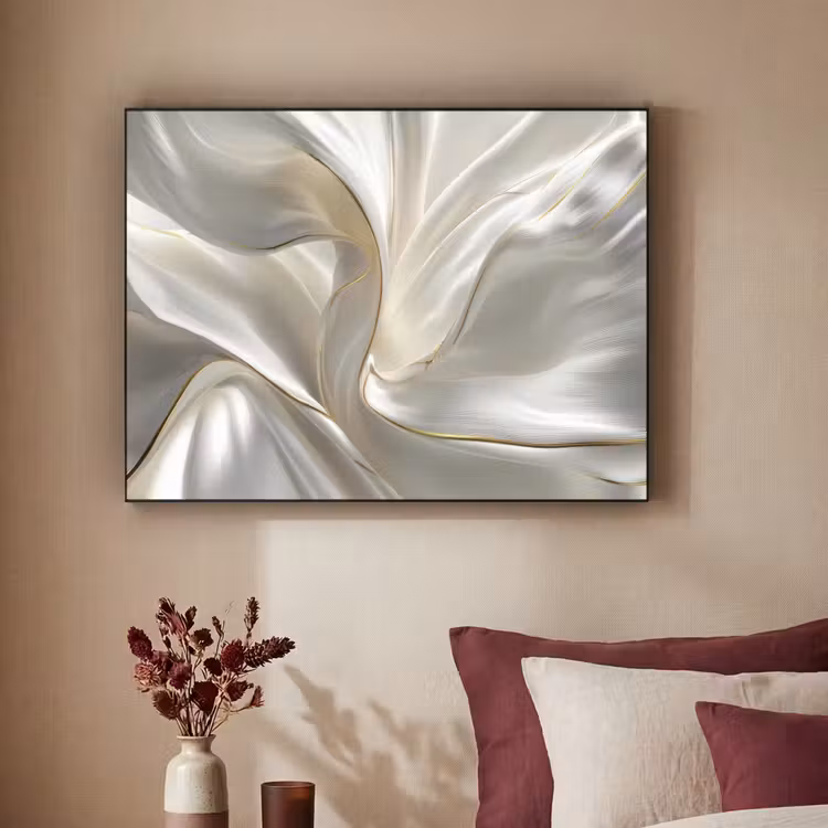 Stof - Plooien - Goud Textielframe zwart klein -sfeer1