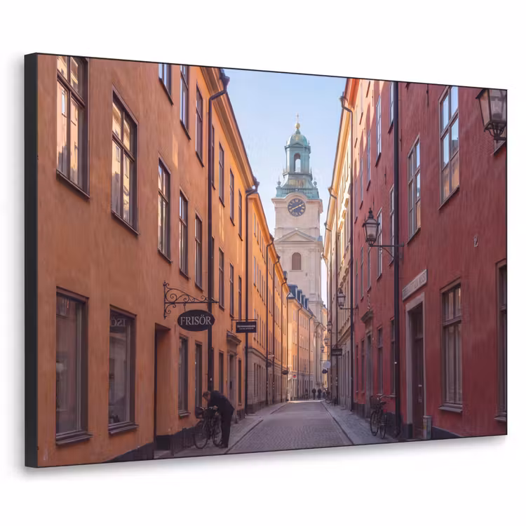 Straat - Klokkentoren - Stad - Architectuur - Historisch Textielframe zwart klein -3d