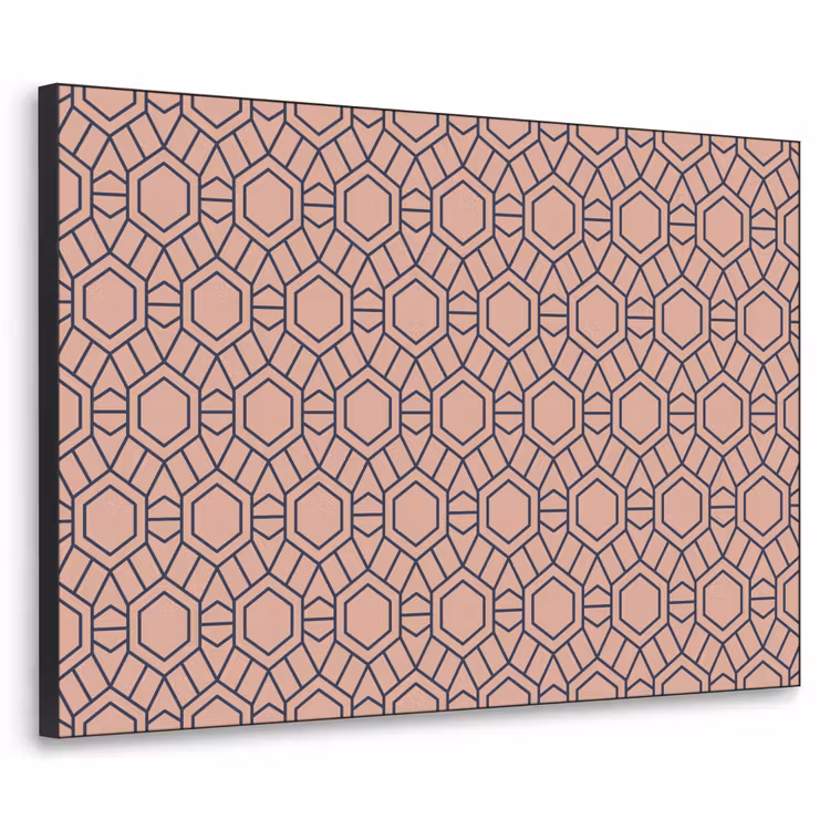 Strak - Patroon - Roze - Donkerblauw Textielframe - compleet frame klein 947 -3d